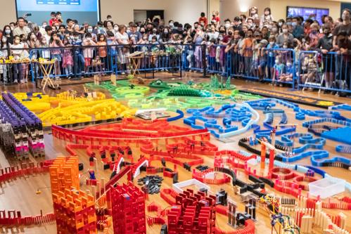 40,000-domino chain reaction Tech Topple event at The Tech Interactive