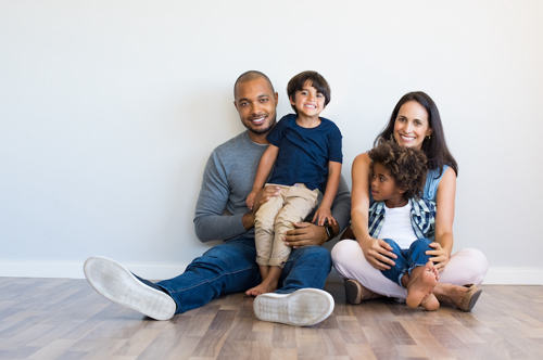 Couple with children